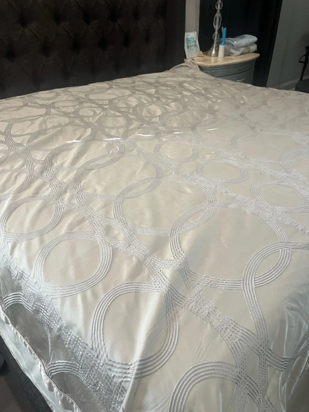 Hotel Collection Silver-Taupe geometric King size duvet cover